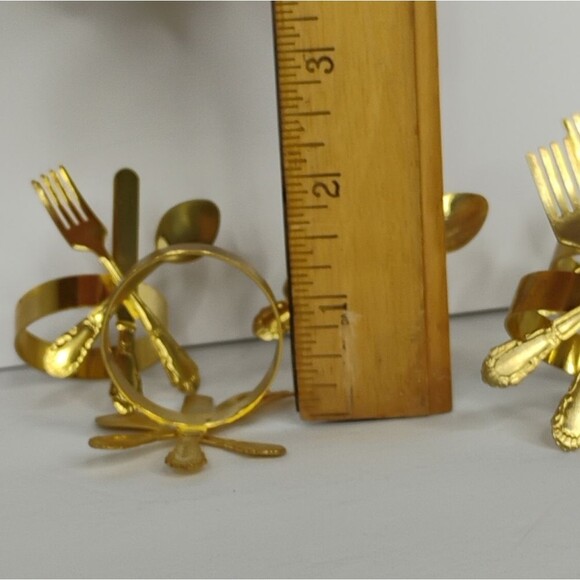 Gold Napkin Rings Fork Spoon Knife Lot of 8 - Picture 8 of 16